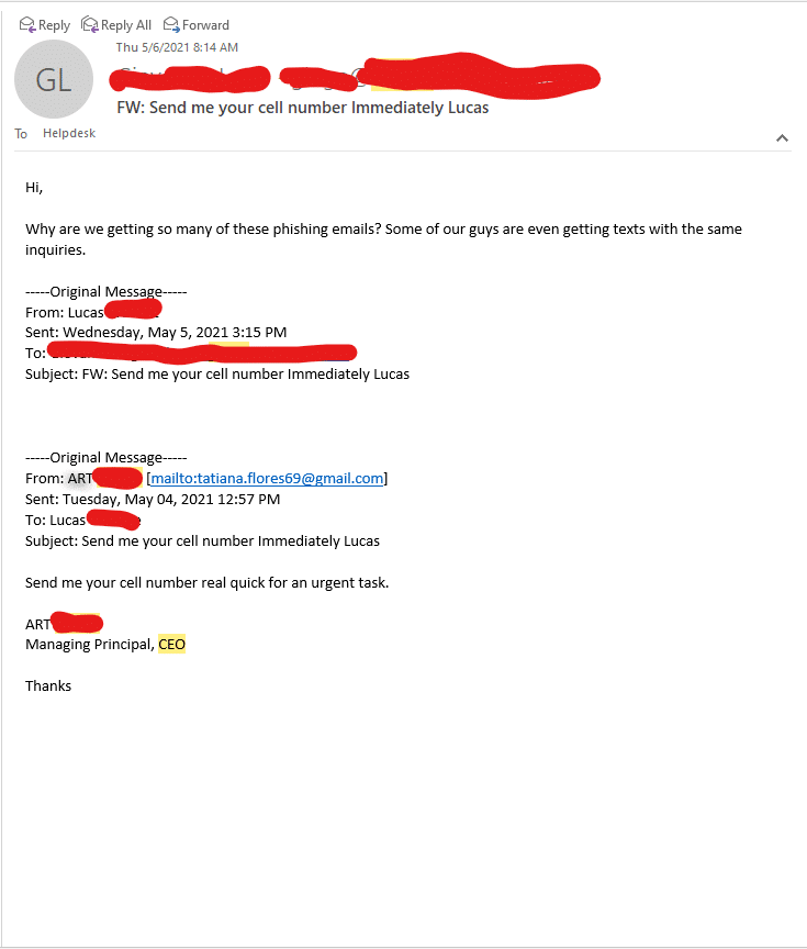 Social Engineered Emails and Texting
