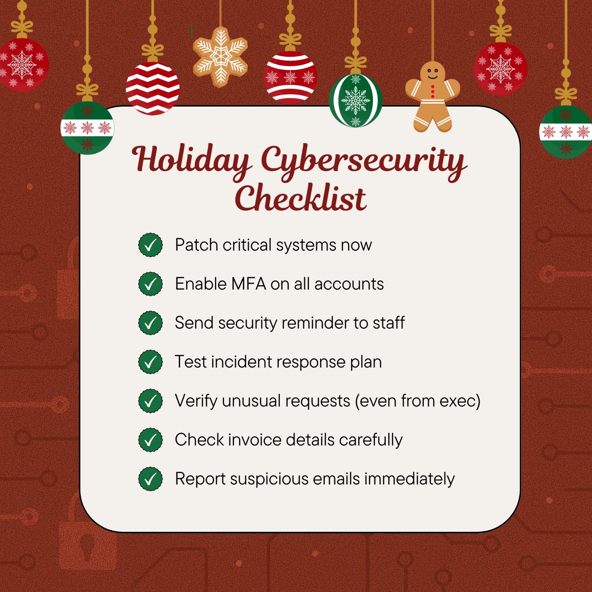 Holiday Cybersecurity Checklist - Managed IT Services in Florida | Fast, Friendly, First-Time Fix – GiaSpace