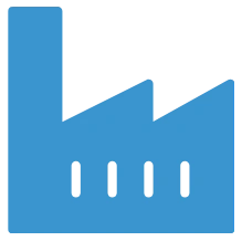 - GiaSpace: IT Support & Cybersecurity for Florida Businesses Blue factory icon with three smokestacks, representing industry or manufacturing.