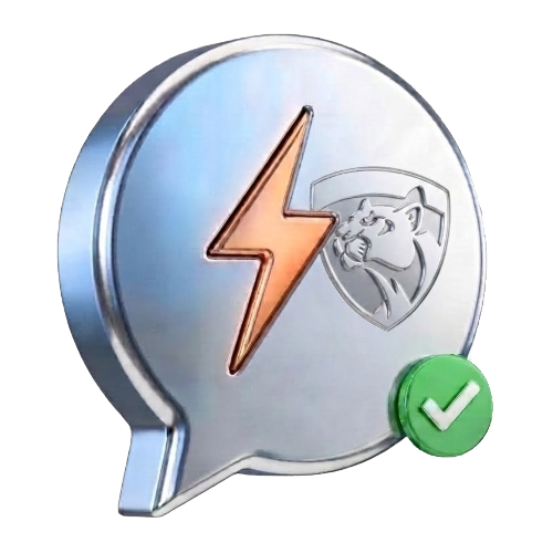 Fort Lauderdale Your Team Expects Technology to Just Work - GiaSpace: IT Support & Cybersecurity for Florida Businesses Shiny silver chat-bubble coin with an orange lightning bolt and a shield emblem, plus a green verification check mark.