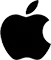 Black Apple logo on a dark background.