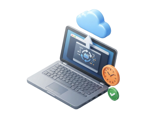 Laptop With Cloud Backup Icon