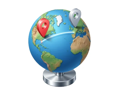 Global Globe with Red & Grey Location Pins