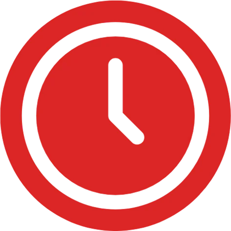 Red clock icon - GiaSpace: IT Support & Cybersecurity for Florida Businesses Red clock icon